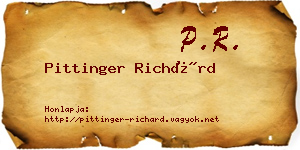 Pittinger Richárd névjegykártya